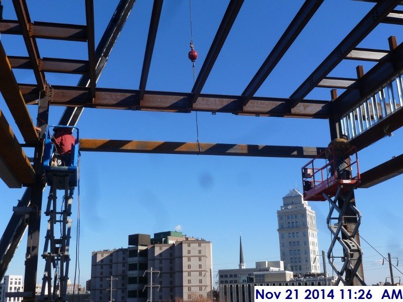 Installed steal beams at the 4th floor East Elevation